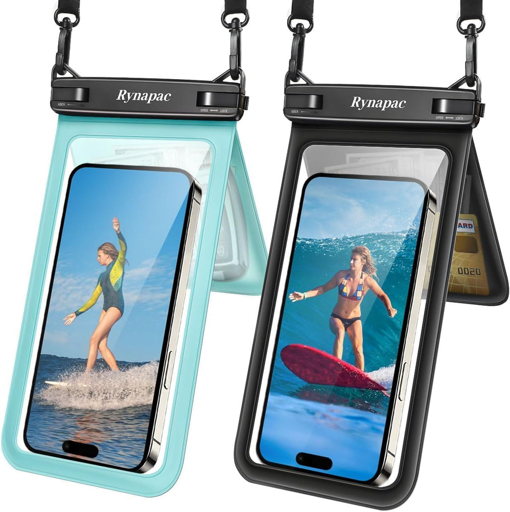 IPX8 Waterproof Phone Pouch 2 Pack, [Up to 8.5''] Double Space Waterproof Phone Case with Lanyard for iPhone 17 16 15