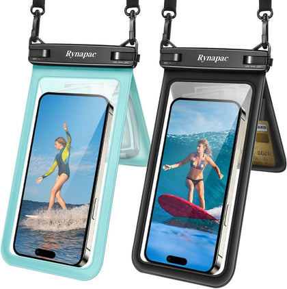 IPX8 Waterproof Phone Pouch 2 Pack, [Up to 8.5''] Double Space Waterproof Phone Case with Lanyard for iPhone 17 16 15