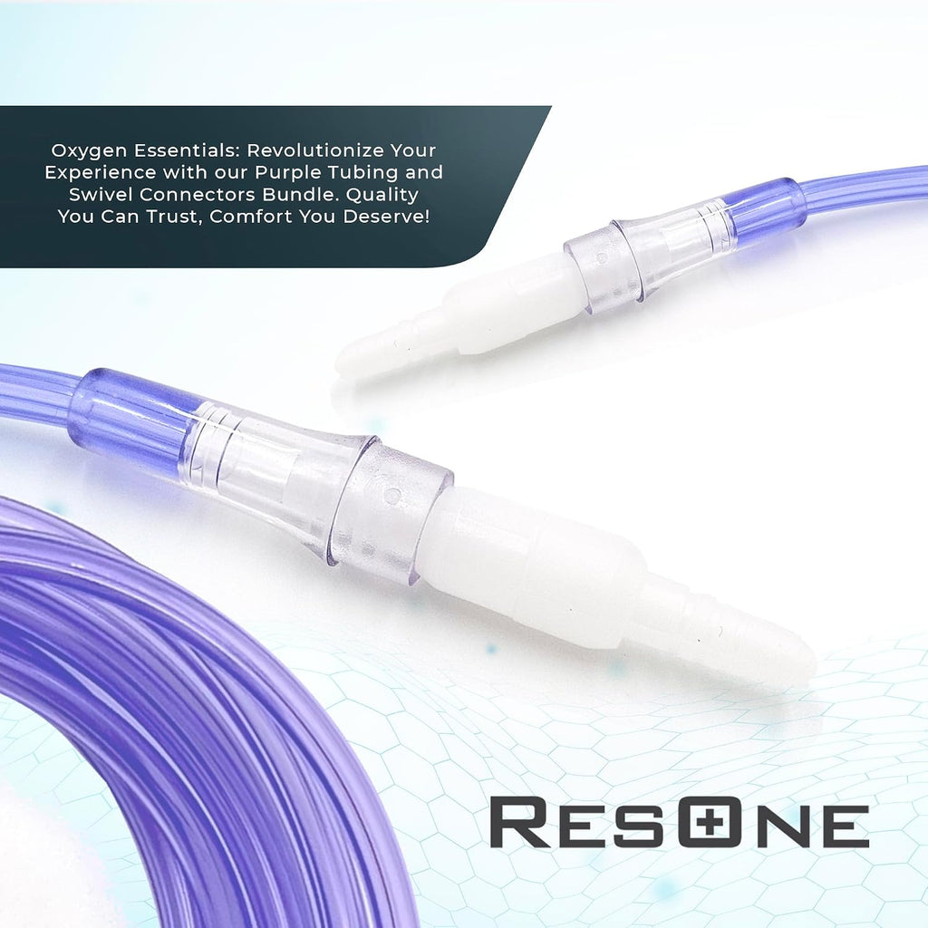 2pk 25Ft Oxygen Supply Tubing - Swivel Connectors, Crush Resistant - 360 degree rotation, for Nasal Cannulas, Cannula
