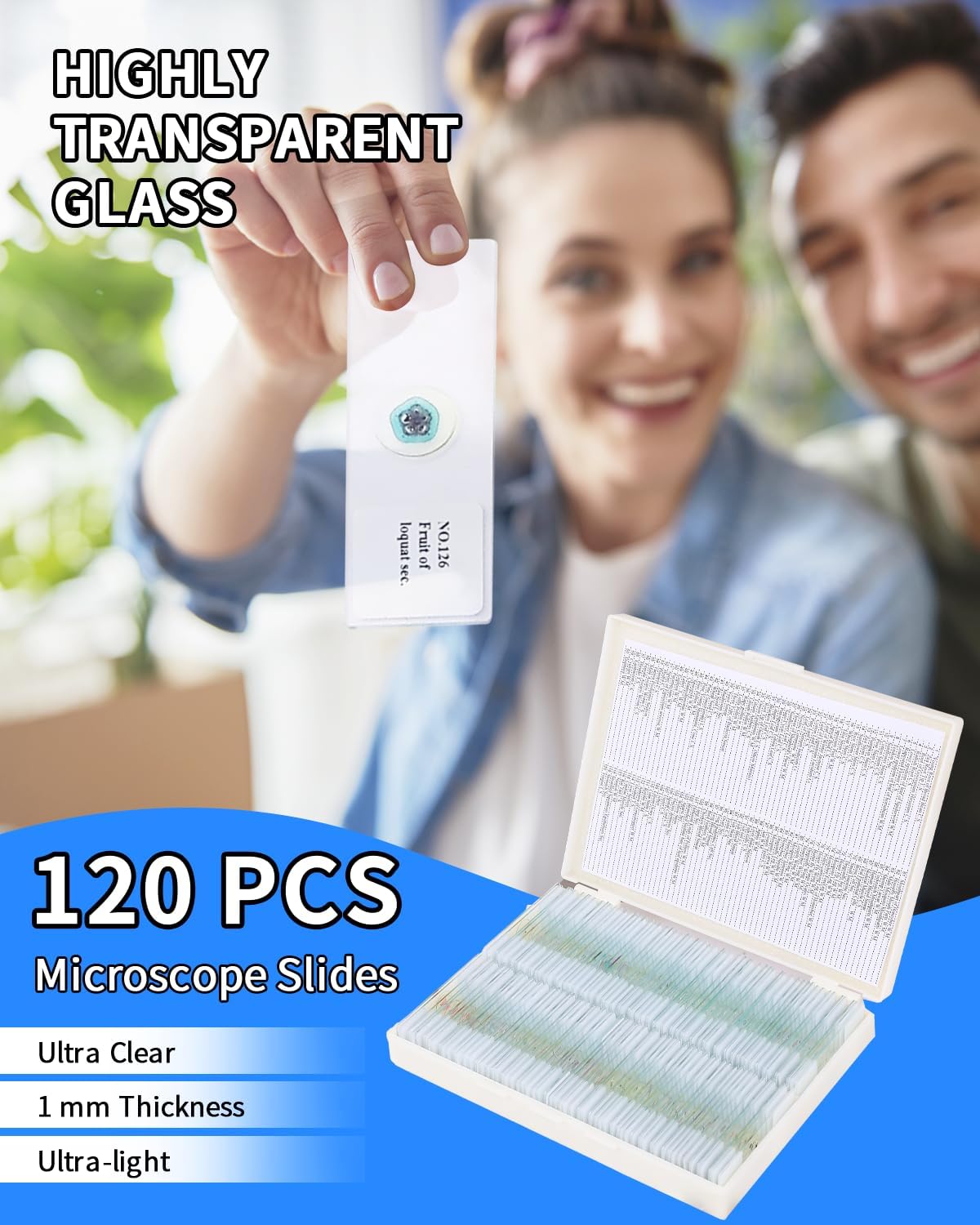 120-Pcs Microscope Slides with Specimens,Plant, Animal, Algae,etc,Educational Microscope Slides and Covers for Young