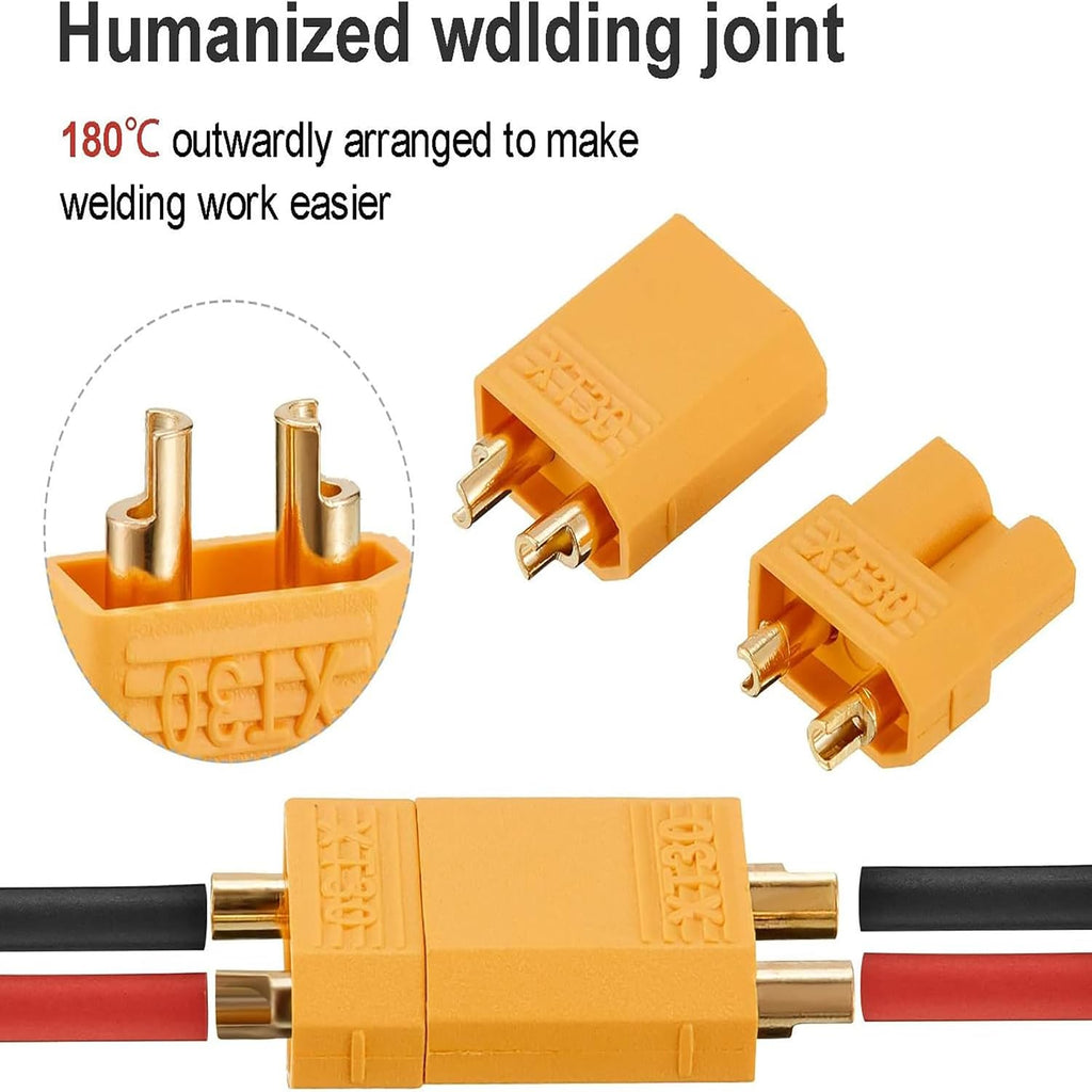 Frienda 30 Pairs XT30 Connectors Male Female, Gold Plated RC Lipo Battery