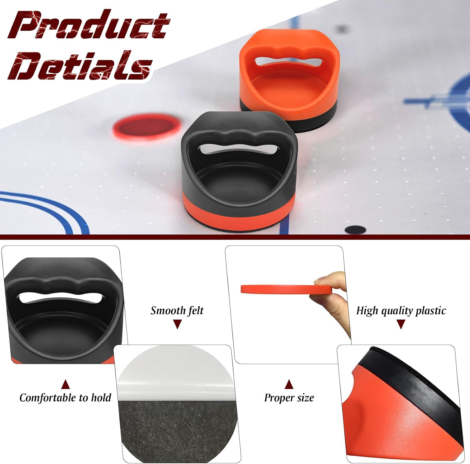 Air Hockey Pushers Air Hockey Pucks &Paddles,Goal Handles Paddles Replacement Accessories for Game Tables Include 2