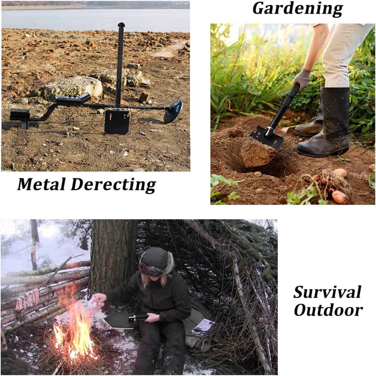 Survival Off-Roading Tool Kit, 19 in 1 Folding Shovel, Camping Axe, Multitool, Pickaxe, with Carrying Bag, for
