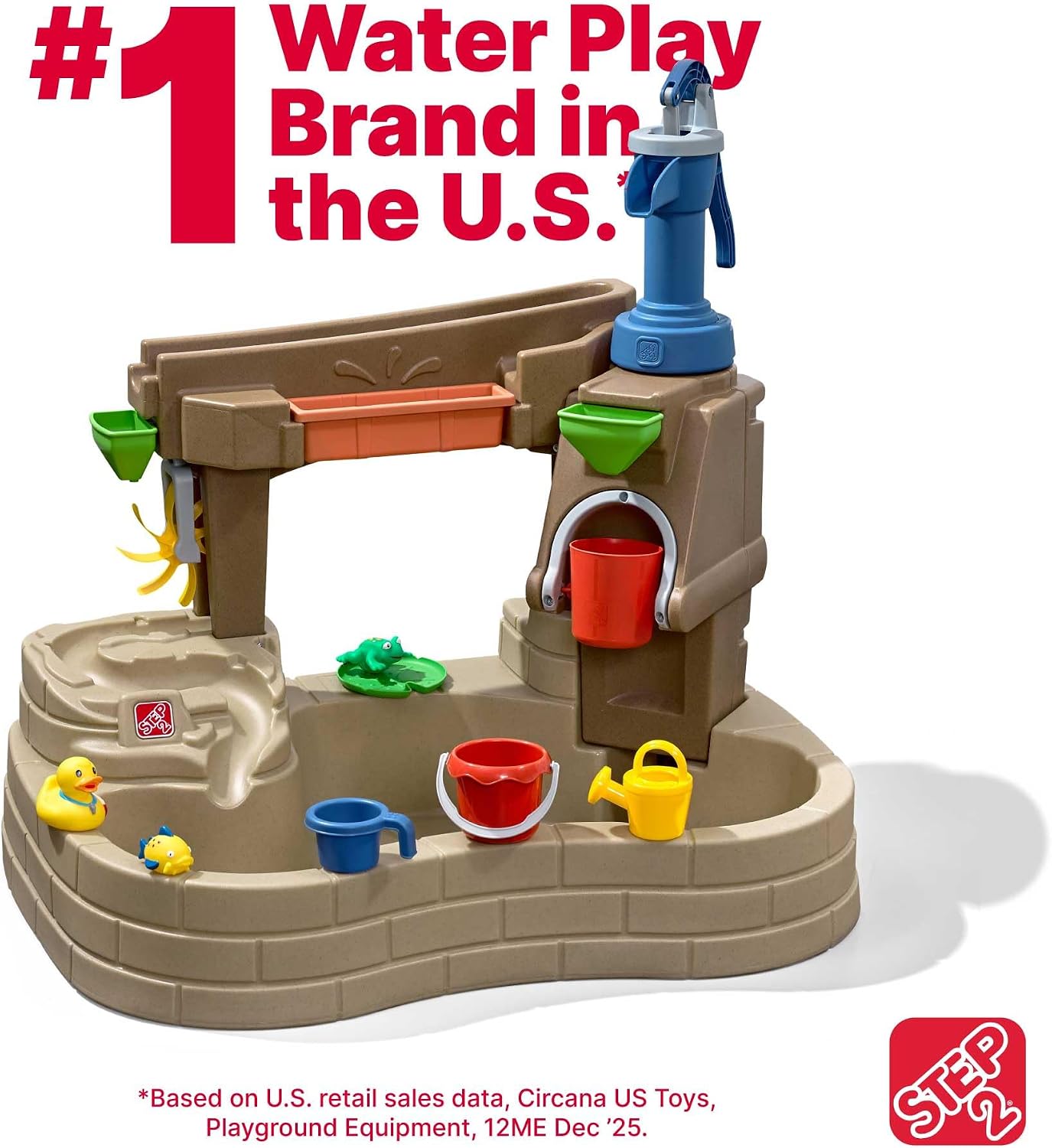 Step 2 Pump & Splash Discovery Pond Water Table, Kids Water Sensory Activity Pool, Summer Outdoor Toys, 10 Piece Toy