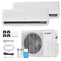 2 Zone Mini Split AC System and Heater, 12K+12K BTU, 25 SEER2