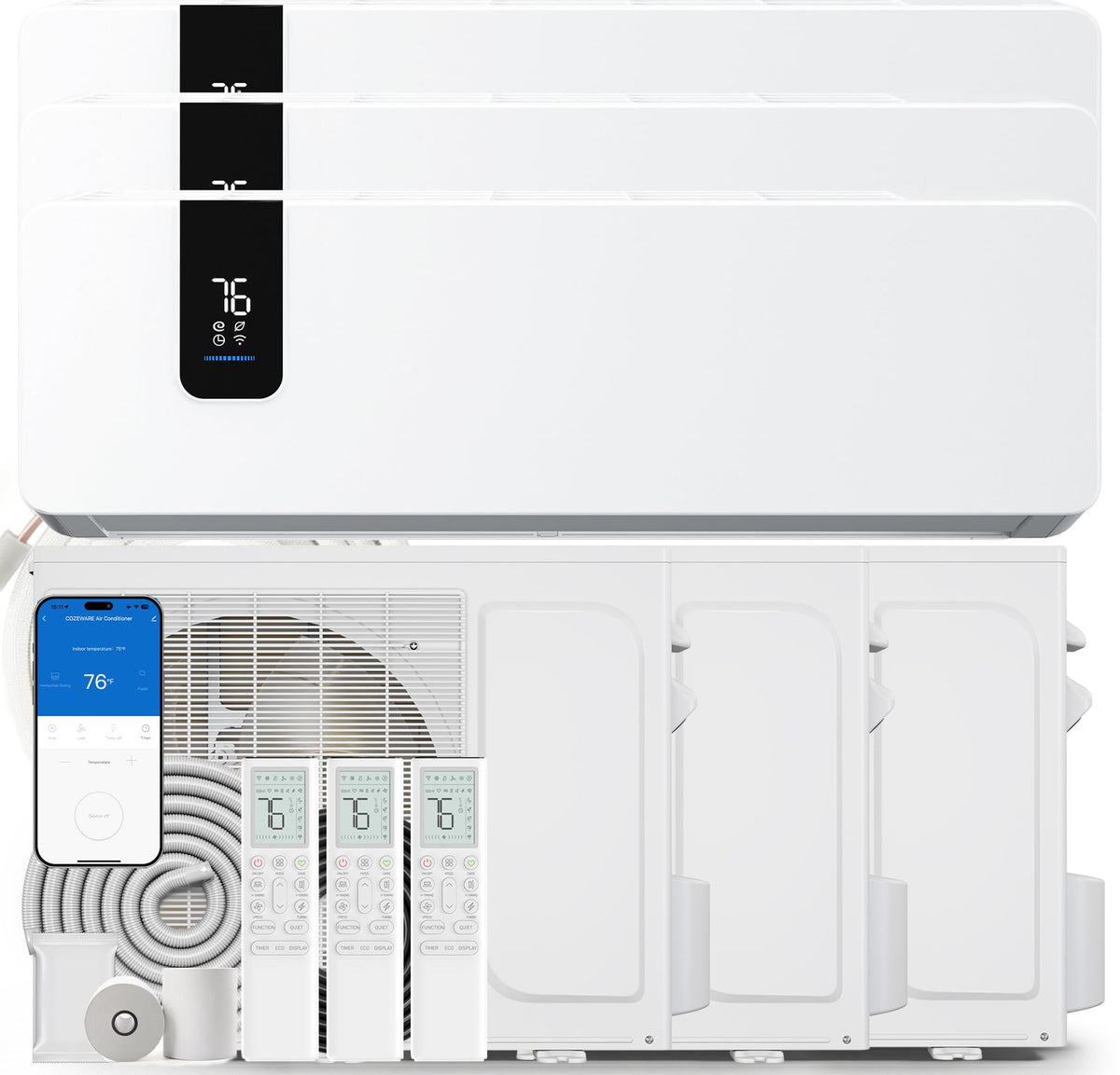 36000 BTU Mini Split AC/Heating System 20 SEER2 12000 BTU*3 Set