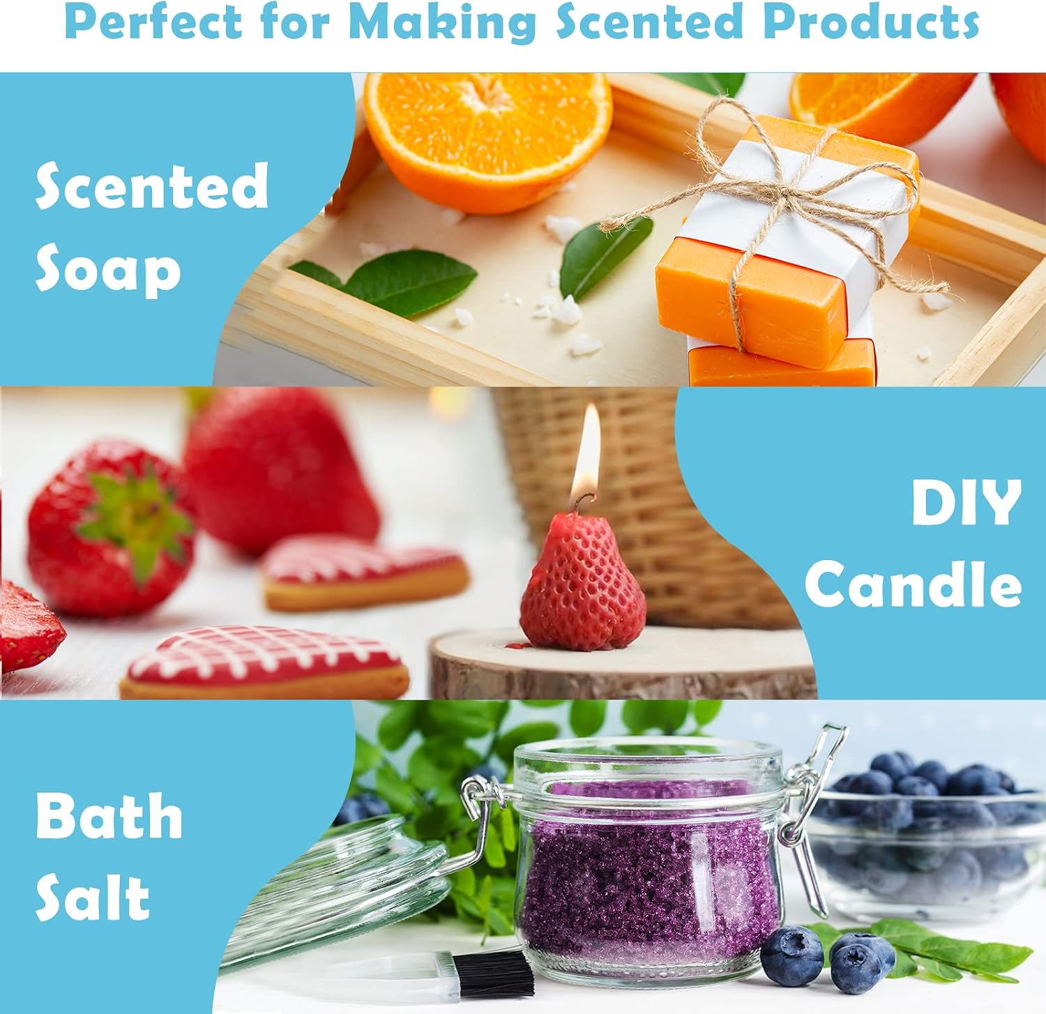 Fruity Fragrance Oil, Holamay Premium Fruit Essential Oils for Diffuser, Candle Soap Making Scents, 10x5ml, Coconut
