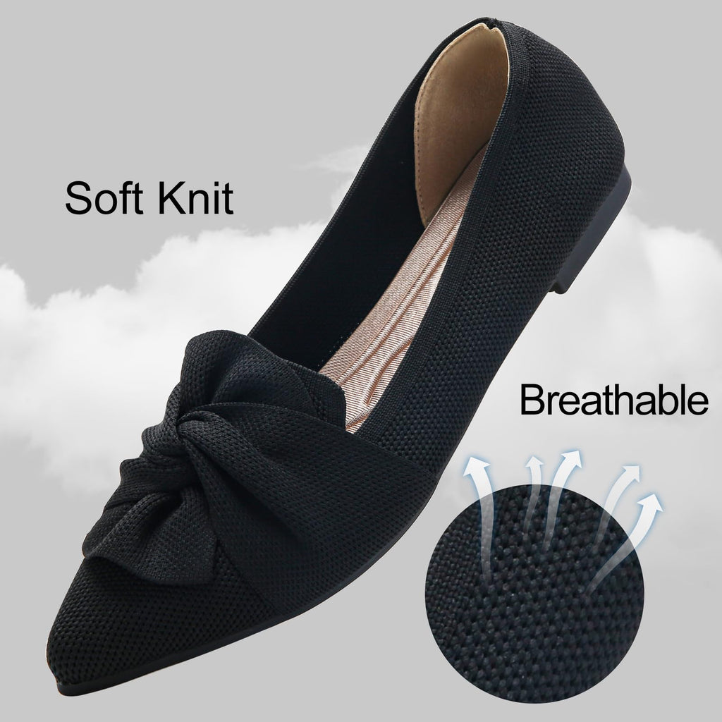 Flats for Women Pointed Toe Ballet Flats Black US8