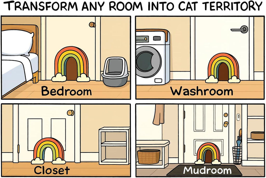 Indoor DIY Cat Door Rainbow Design