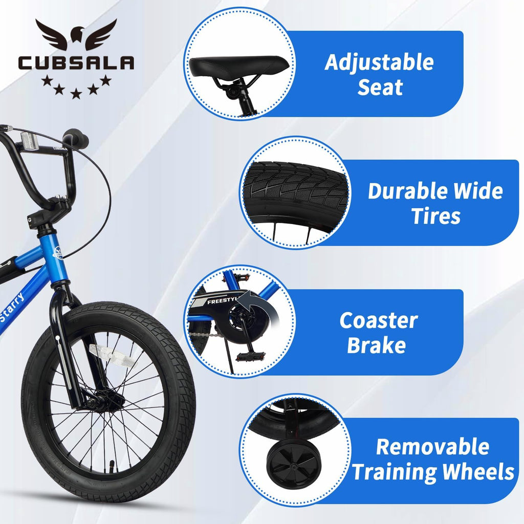 12 14 16 18 Inch Kids Bike BMX Style Bicycle with Training Wheels Coaster Brake for 2-10 Years Old Toddlers Boys