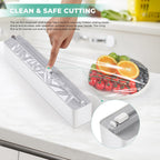 Magnetic Plastic Wrap Dispenser with Cutter - Quasziwa Upgrade Practical Refillable Cling Wrap Aluminum Tin Foil