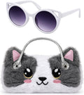 Kids Sunglasses with Girls Glasses Case, Plush Cat Eyeglass Case with Handle Girls Sunglasses UV Protection