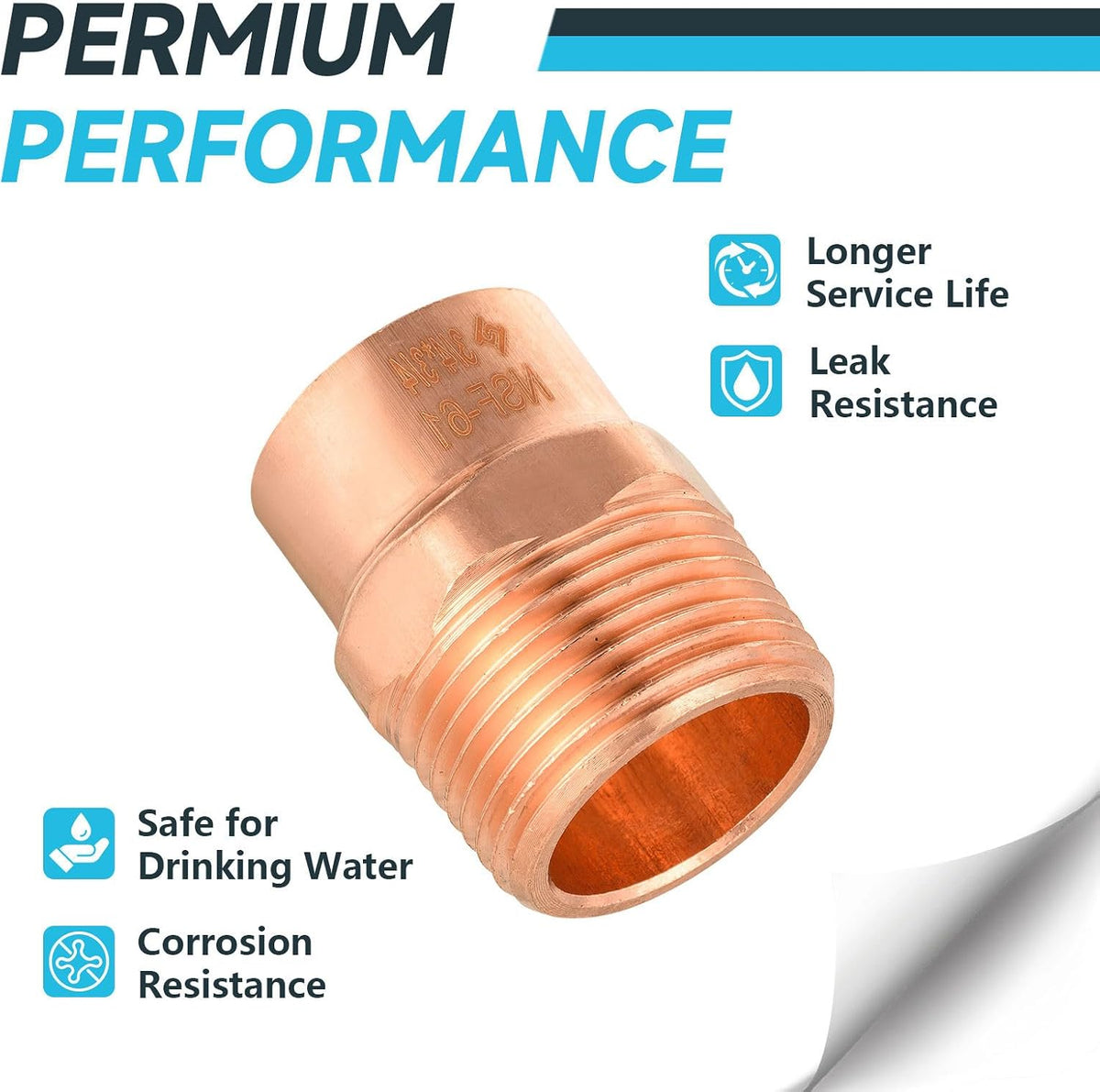10Pack Seelink 3/4" Copper x 3/4" Male NPT Adapter(COPPER061-10)
