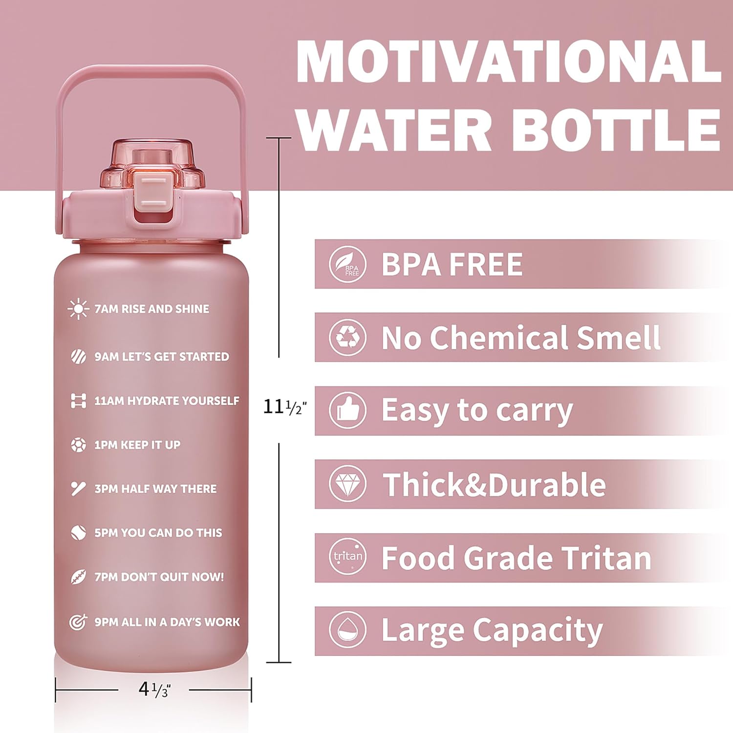 64oz,100oz,128oz Large Motivational Water Bottle with Time Marker, Leakproof & BPA Free Half Gallon Big Water Bottle