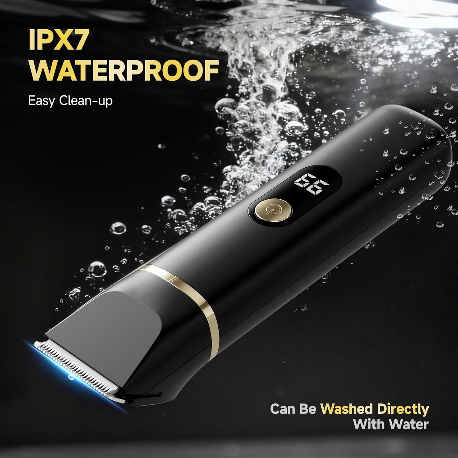 Beard Trimmer for Men, IPX7 Waterproof Body Hair Trimmer Electric Razor Shaver Body Grooming Kit Wet/Dry Use for
