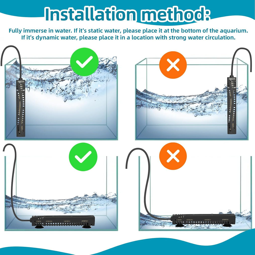 Small Aquarium Heater, 25W Fish Turtle Betta Tank Heater, 1-6 Gal