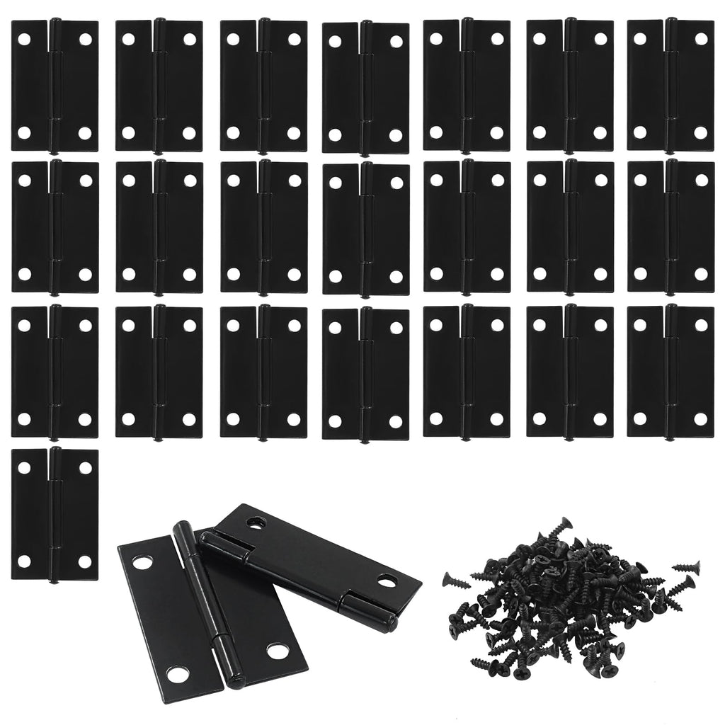24 Pack 1.5 Inch Black Door Hinge Cabinet Hinge