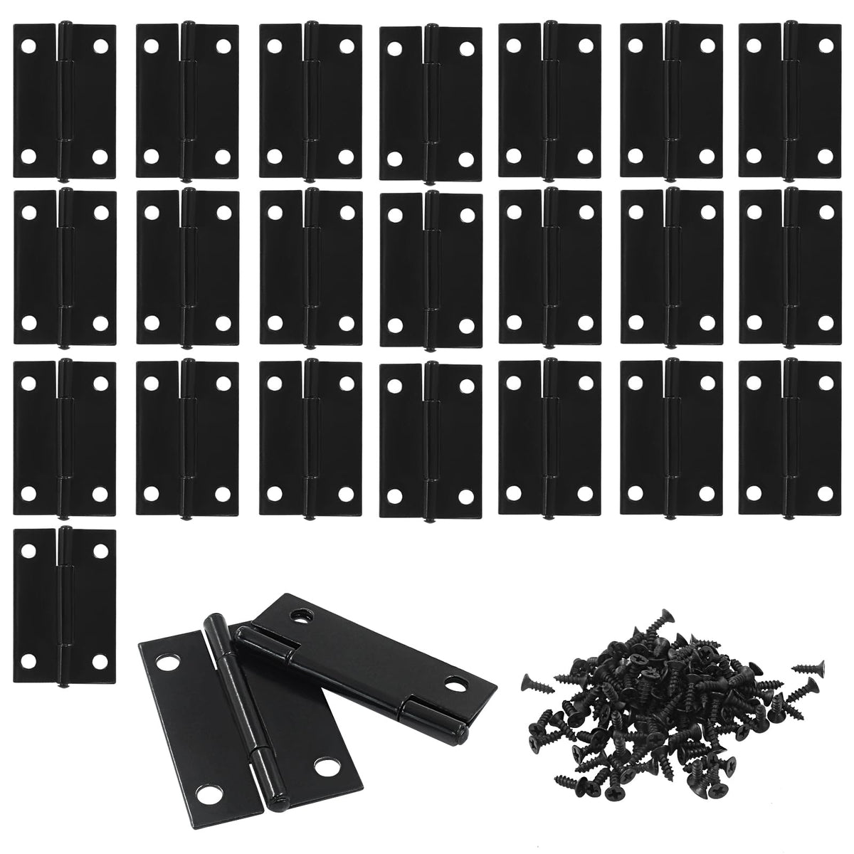 24 Pack 1.5 Inch Black Door Hinge Cabinet Hinge