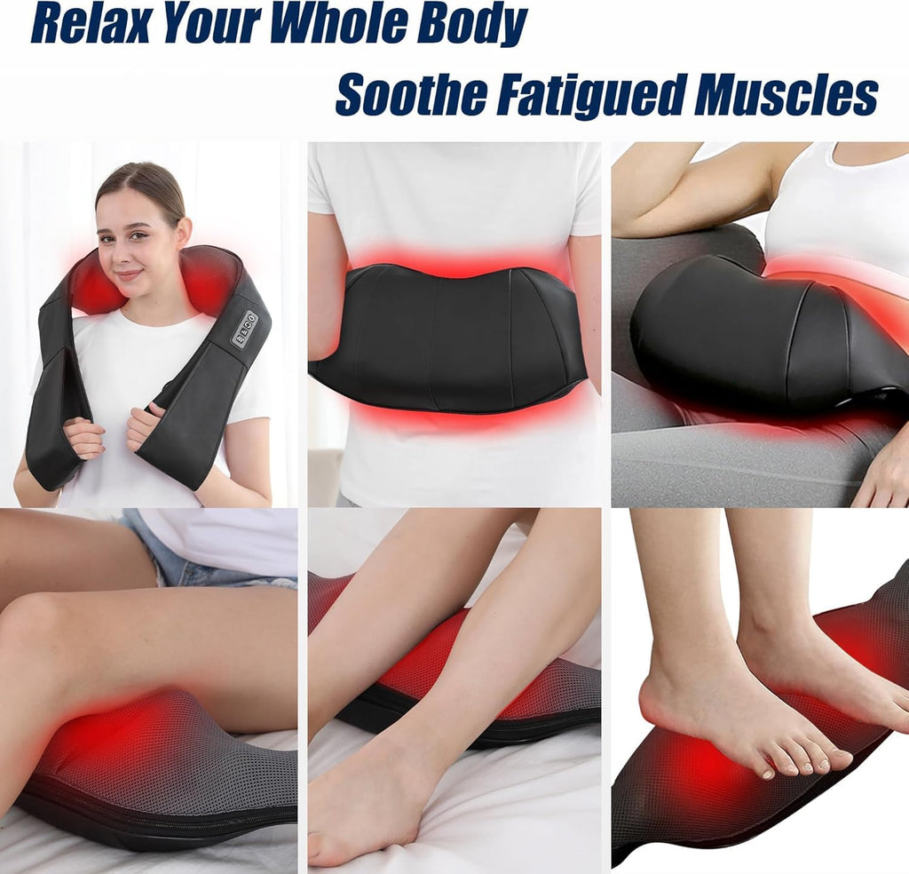 Shiatsu Neck and Back Massager with Heat, Electric Deep Tissue Kneading Neck and Shoulder Massage (NOT Cordless)