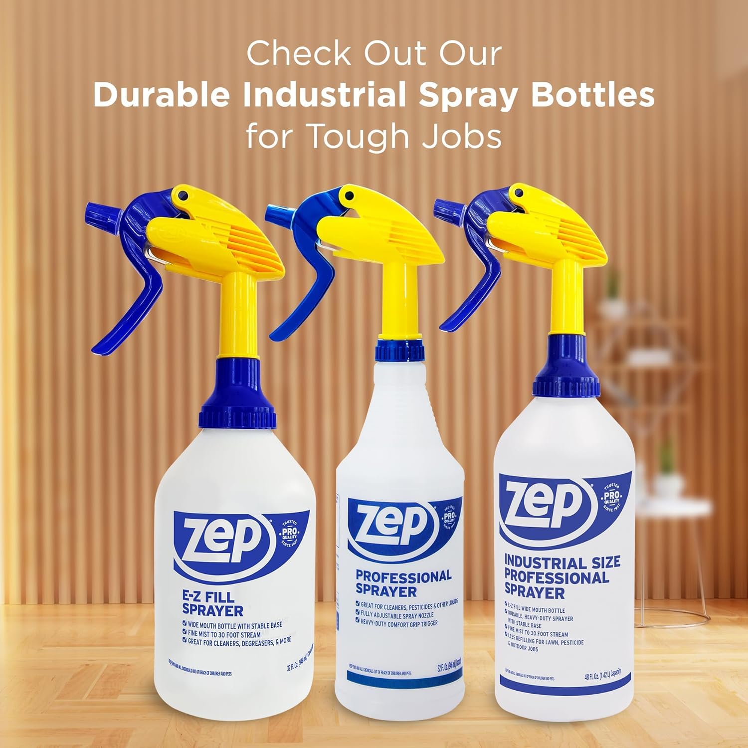 Professional Sprayer Bottle - 32 oz (Pack of 3) - HDPRO1 - Versatile Adjustable Nozzle Spray Bottles with a Fine Mist