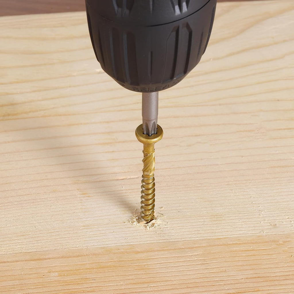 #9 x 2 in Multi-Purpose Wood Deck Screw for Interior and Exterior,Bugle Head,Golden Coated with T25 Bit Star Drive