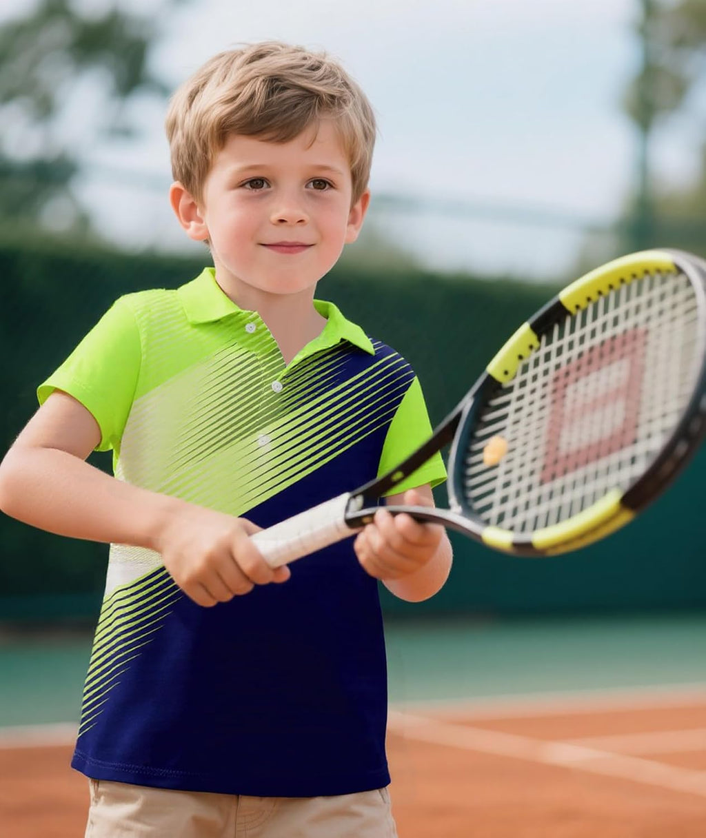 Boys Short Sleeve Pique Polo Shirts Summer Casual Uniform Funny Sport Tops for 6-16 Years Green