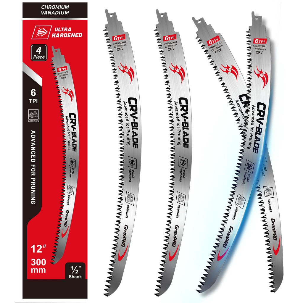 GRENPRO 4-Pack Arc Edge Reciprocating Saw Blades, 15-Inch 6TPI for Pruning