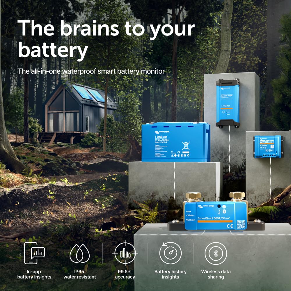 Smart Battery Shunt IP65 - Battery Monitor (Bluetooth) - Victron Smart Shunt with Detailed in-app Insights