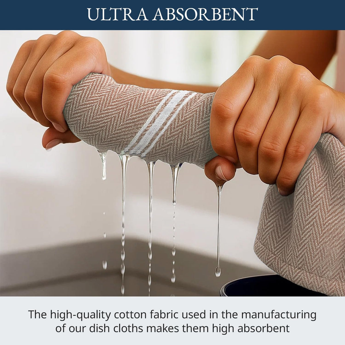 Kitchen Towels Set - 100% Pure Cotton Dish Towels for Kitchen, Super Absorbent Kitchen Hand Towel, Tea Towels, Soft &