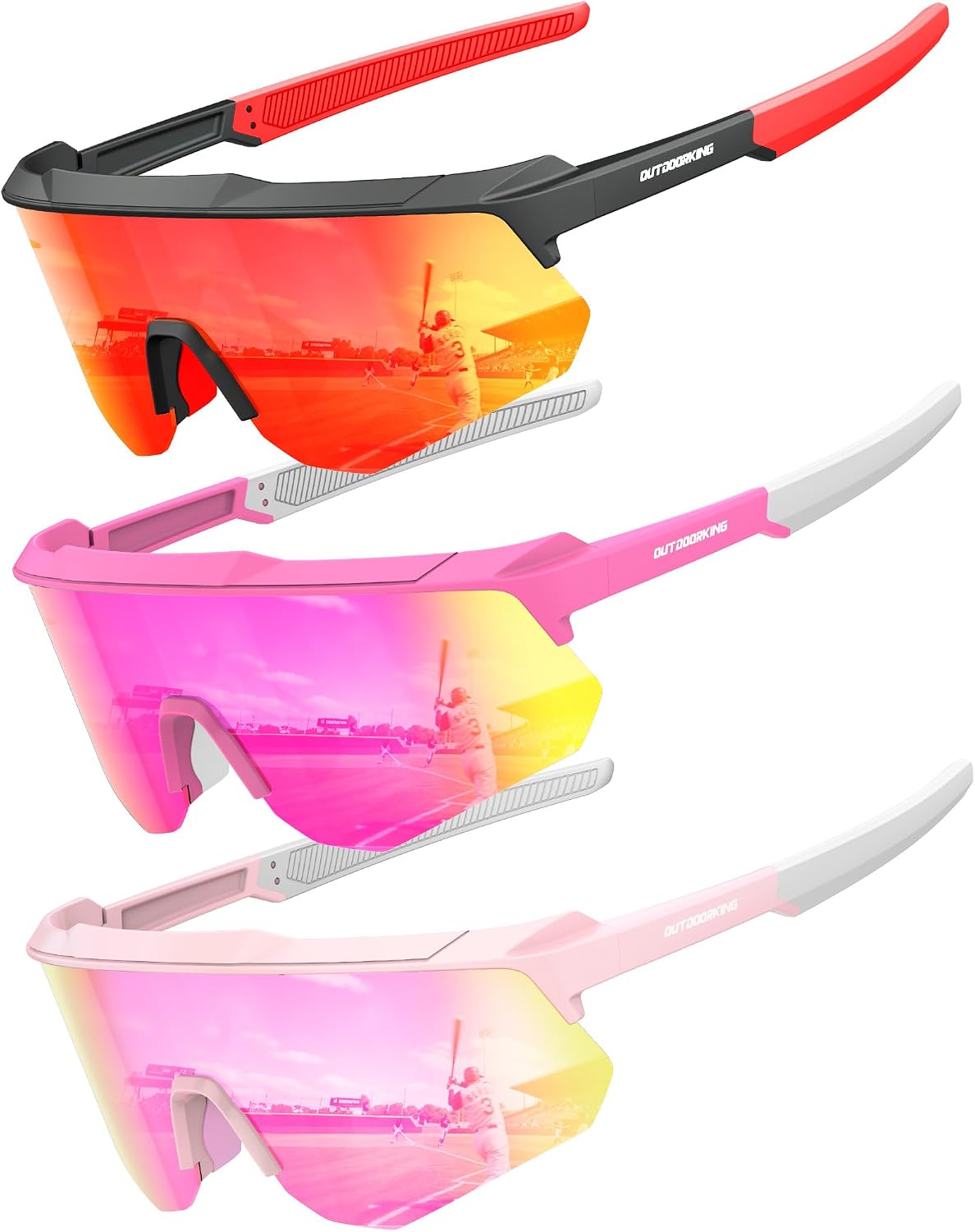 Polarized Sport Sunglasses Men Women Bike Sunglasses for Men Cycling UV Protection Driving Fishing 3 Packs