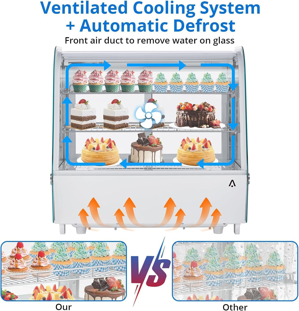 Commercial Refrigerator Display Case, 4.2 Cu.Ft. Refrigerated Display Case, Cake Fridge Countertop Pastry Display