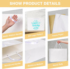 15.7" Extra Large White Gift Bags for Presents with Tissue Paper & Ribbon Handles for Shopping, Small Business