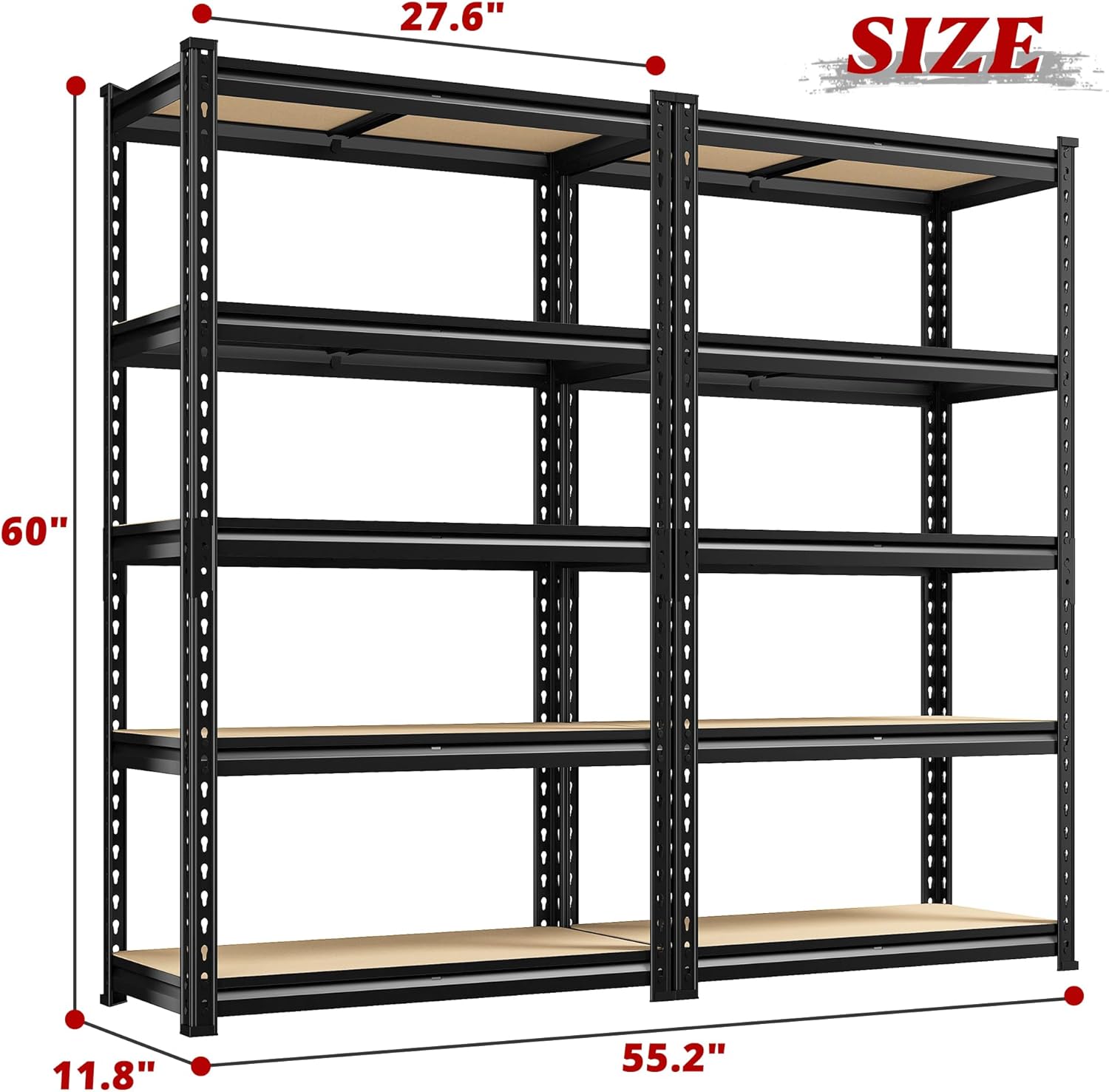 Set of 2 Storage Shelves,5 Tier Garage Shelving Heavy Duty,2000LBS Adjustable Metal Shelf for Commercial