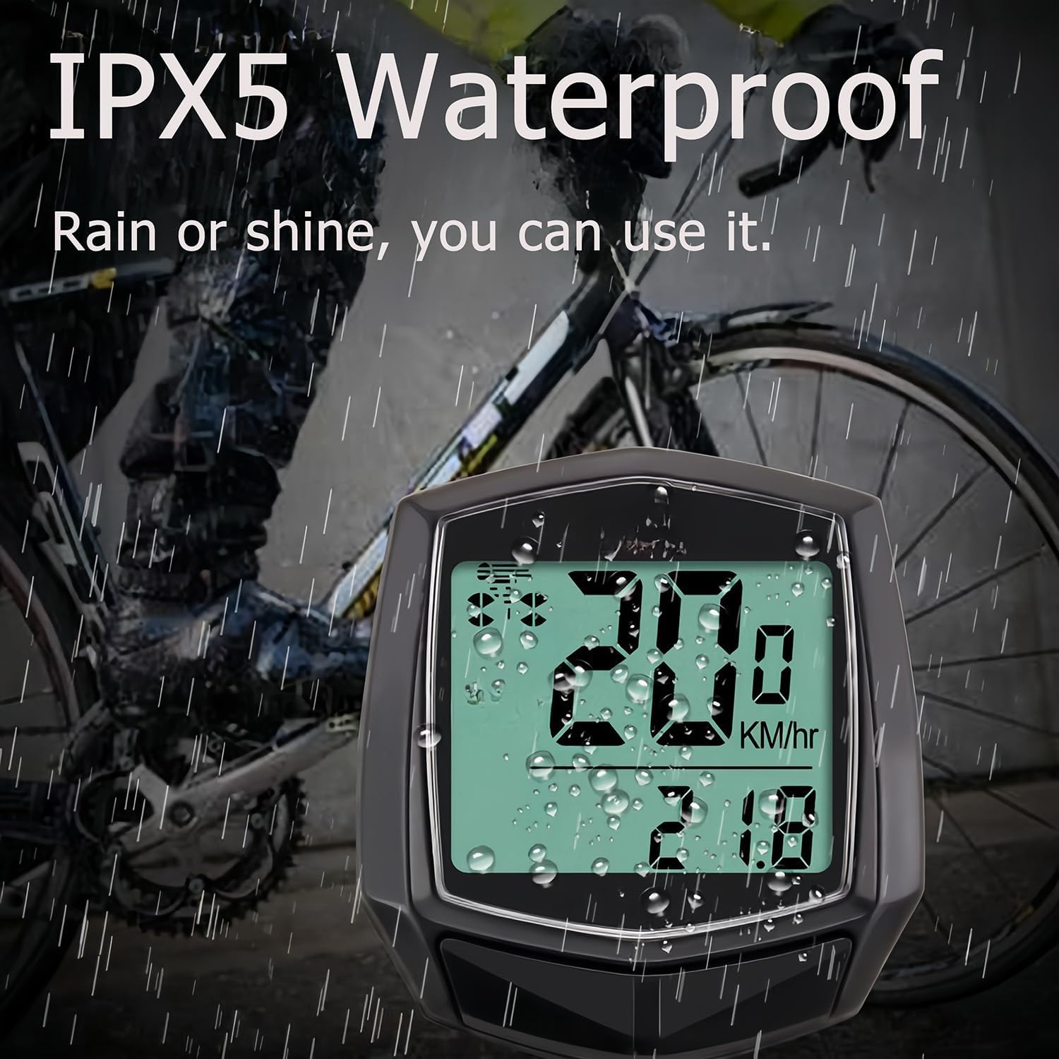 Bike Computer, Bike Speedometer and Bicycle Odometer Waterproof Cycling/Cycle Computer with LCD Display, Automatic