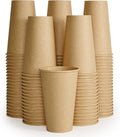 100 Pack 16 oz Kraft Paper Coffee Cups, Disposable Coffee Cups