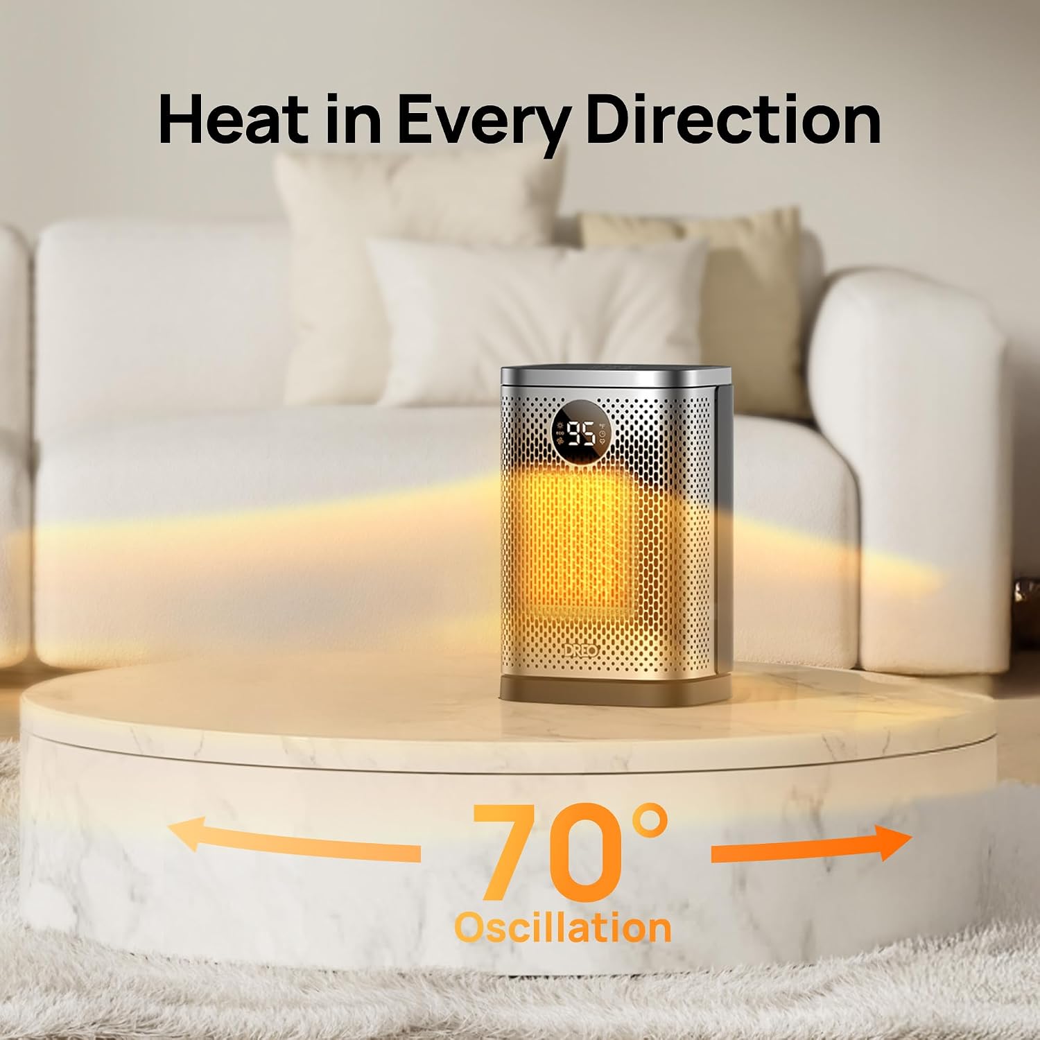 Space Heater for Indoor, Portable Heater, 1500W Compact Ceramic Convection Electric Space Heater,70°Oscillating