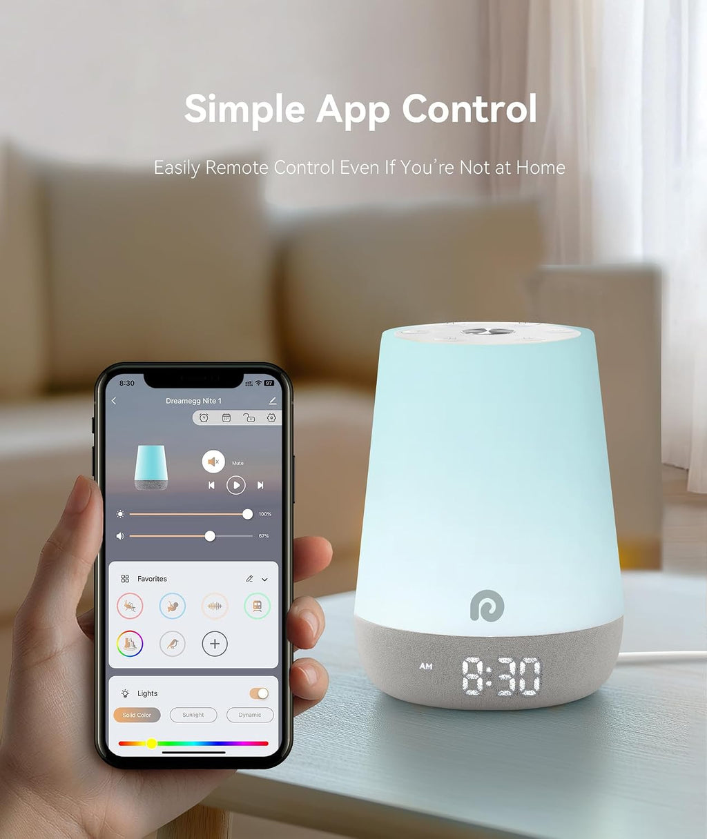 Sound Machine Baby - White Noise Sound Machine Baby With Night Light, Ok to Wake Alarm Clock, 34 Soothing Sounds