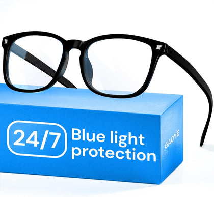 Blue Light Glasses for Computer & Gaming - Black | Blue Light Blocking, Anti UV Ray Lenses, Scratch-Resistant