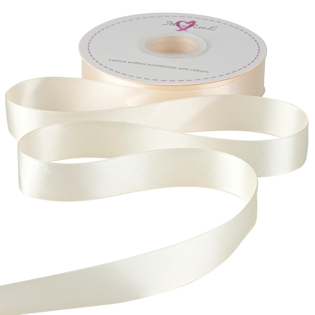 Ivory Satin Ribbon 1 Inch Double Faced 50 Yards