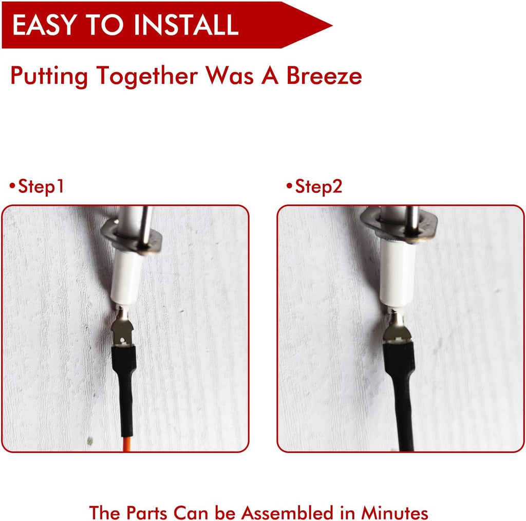 MENSI 2 Packs Flame Sensor Igniter Sensing Rod Fit Replacement of 232258 2-Prong Electrode Assembly, Furnace, Fire Pit Spark with 31.5" High Temperature Cable Wire