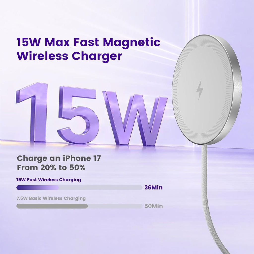 15W Wireless Charger for Apple MagSafe Charger, Magnetic Fast Charging Pad | Compatible for iPhone 17 16 15 14 13 12