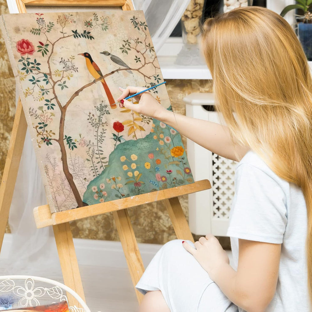 Persian Birds Flowers Paint by Numbers Kit for Adults Beginner, with Framed