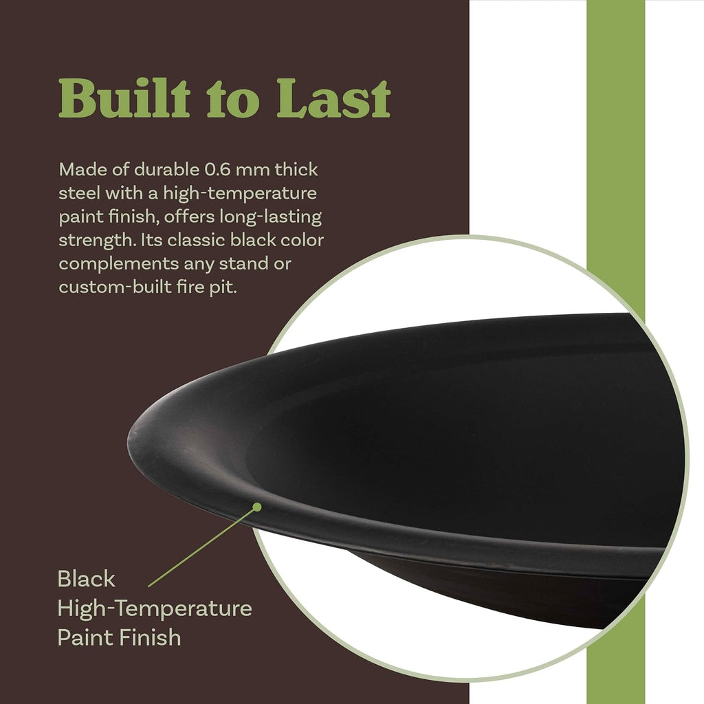 Fire Bowl - 24in Firepit Insert for DIY Fire Ring or Replacement - High Temp Finish - Firepits for Outside Wood