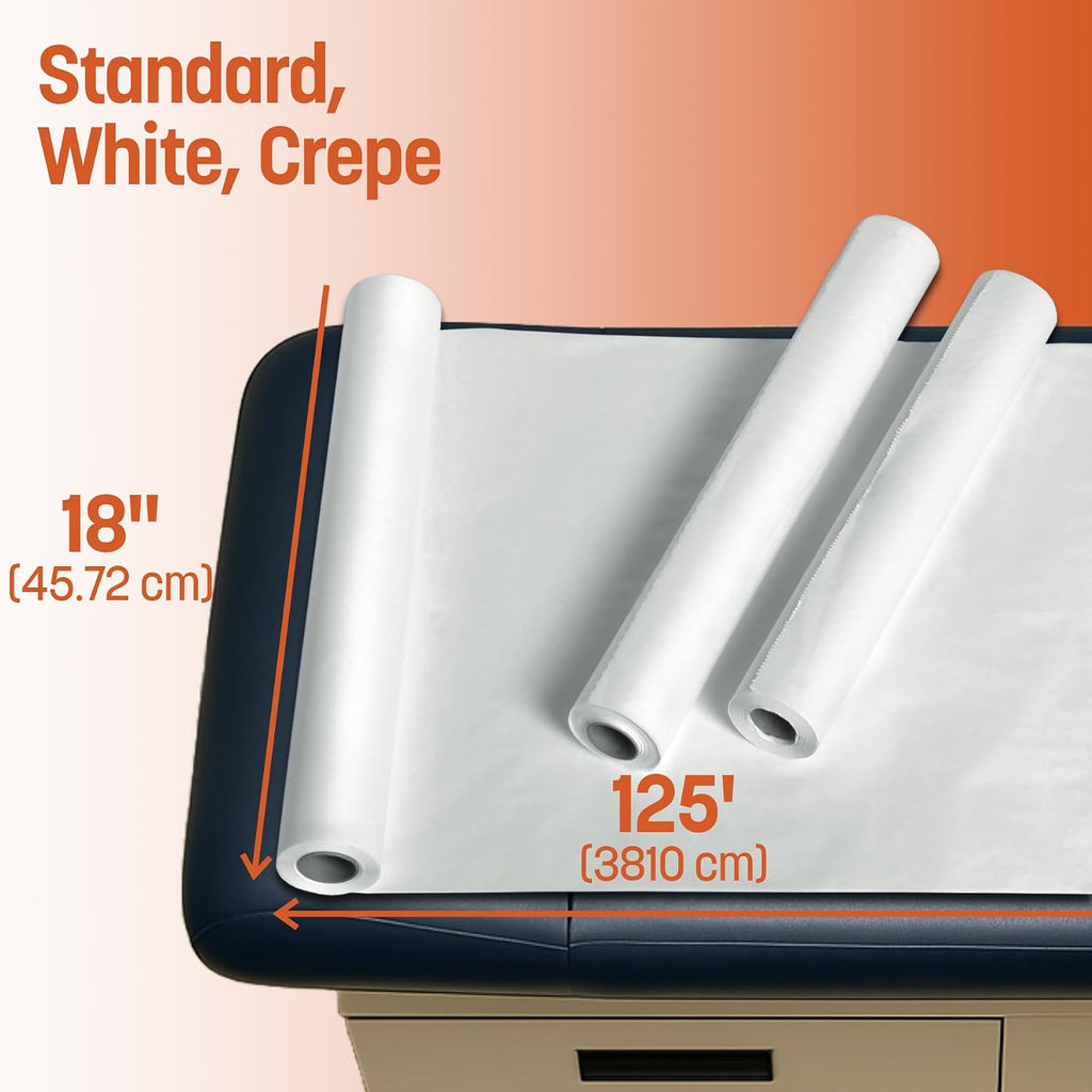 Medical Exam Table Paper, Crepe Table Paper, 18 inches X 125 feet, Case of 12 Rolls, Ideal for Doctor Offices