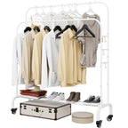 Clothes Rack with Lockable Wheels Double Rods Metal Garment Racks