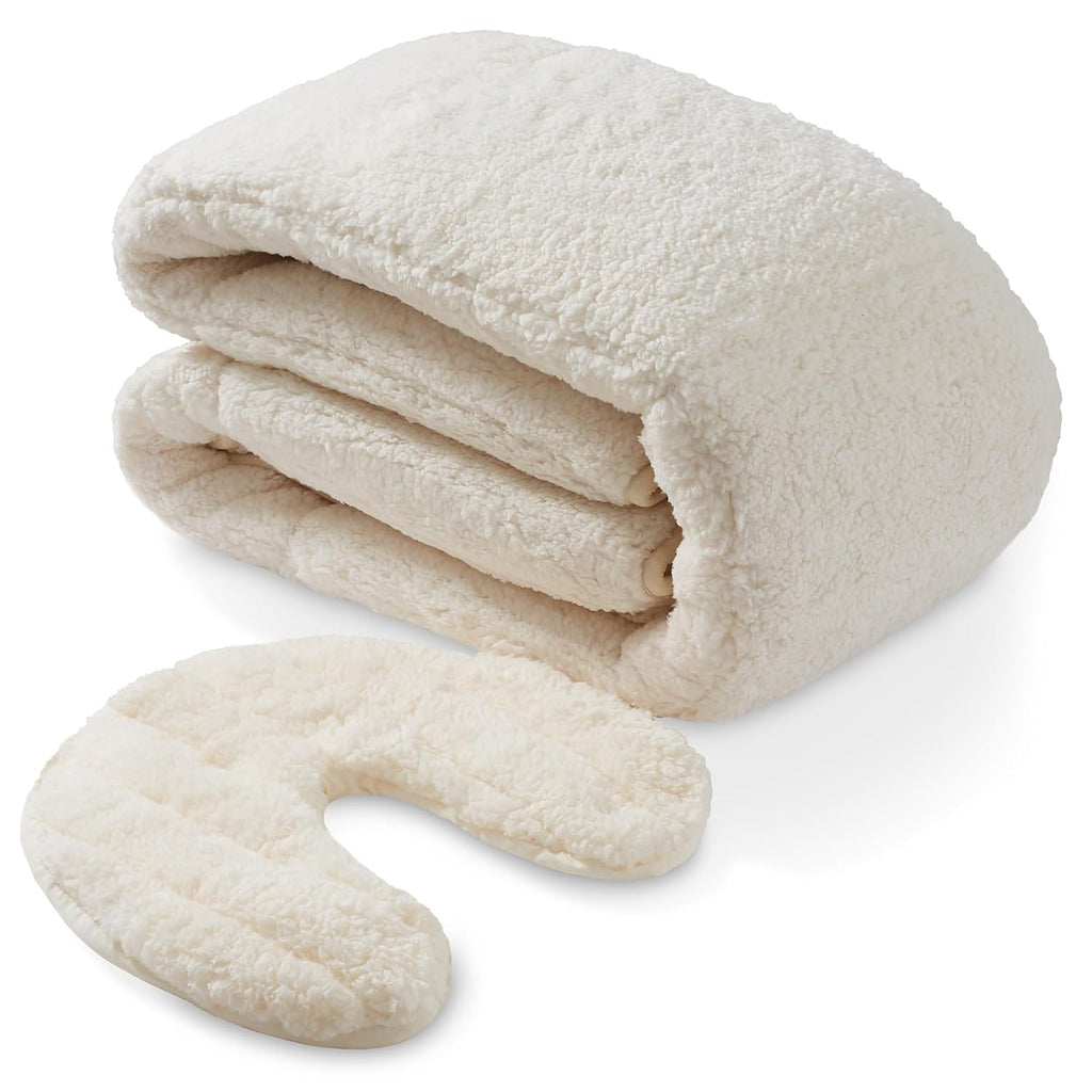 Fleece Reversible Quilted Massage Table Pad & Face Cradle Set - Soft and Comfortable 1/2" Thick Facial Bed and