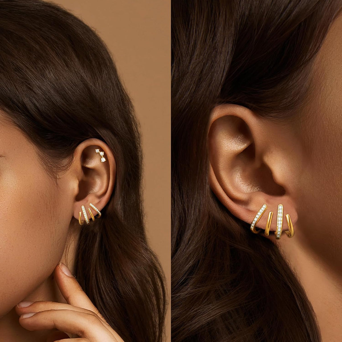 Earrings for Women Trendy 14K Gold Stud Earrings Claw Earring Dainty Simple Minimalist Gold Earring Hypoallergenic