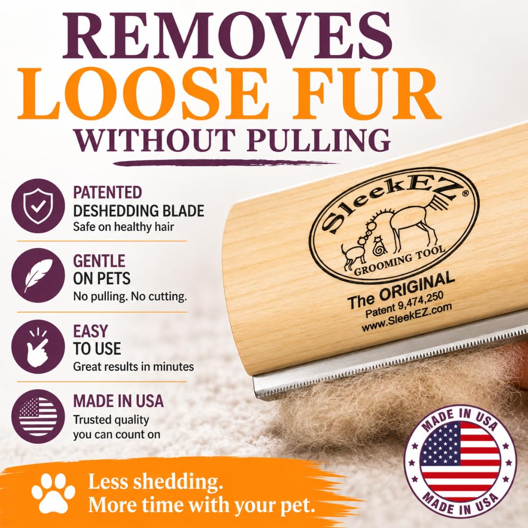 Dog Brush for Shedding | Patented Deshedding Dog Brush | Pet Hair Remover for Short, Medium & Long Coats | Made in