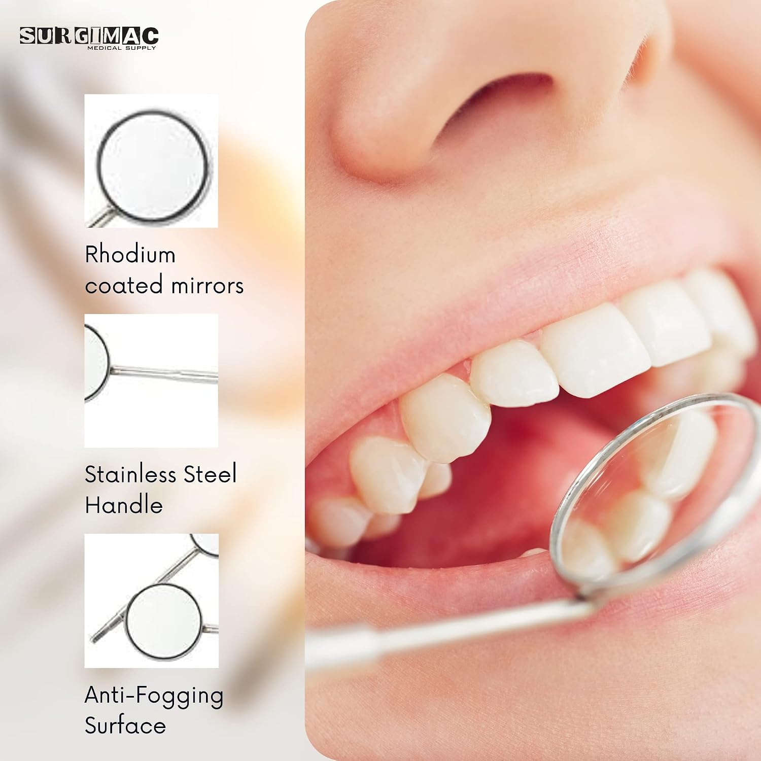 Dental Mirrors - Rhodium-Coated Front Surface Diagnostic Dental Mouth Mirror - Intraoral Dental Mirror for Inside
