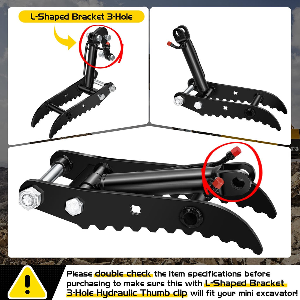 Mini Excavator Hydraulic Thumb for Typhon & AGT Excavators, 2Pcs L-Bracket